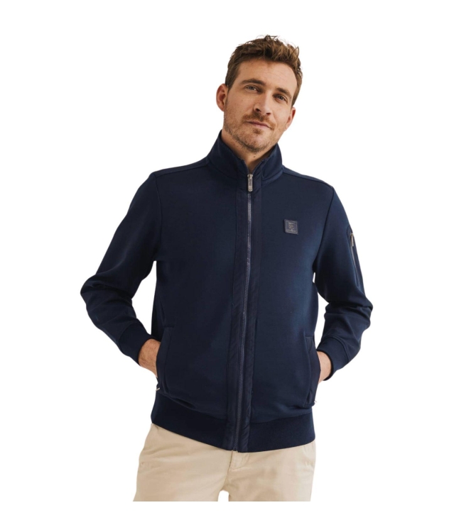 State of Art Sweat Cardigan Plain Donkerblauw