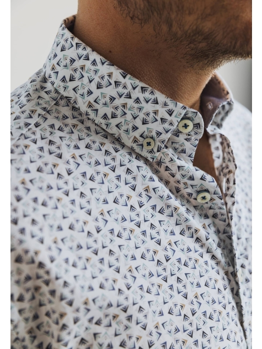 State of Art Shirt LS Print Twill Wit