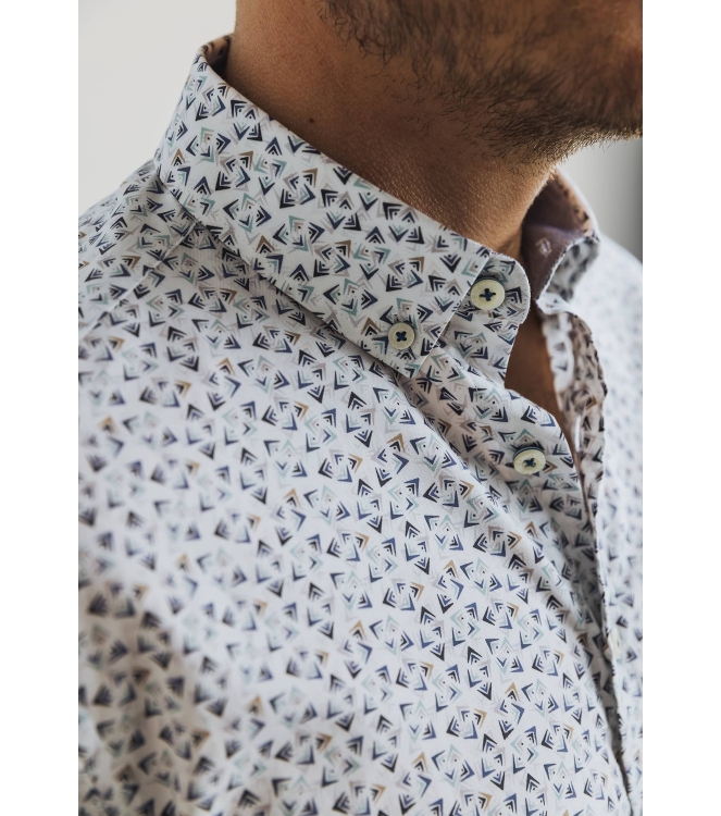 State of Art Shirt LS Print Twill Wit