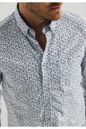 State of Art Shirt LS Print Twill Wit