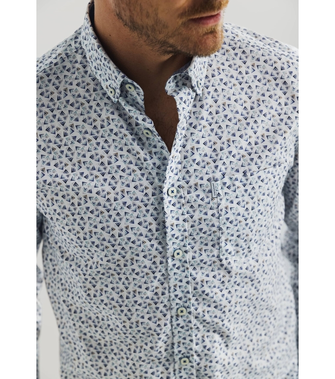 State of Art Shirt LS Print Twill Wit
