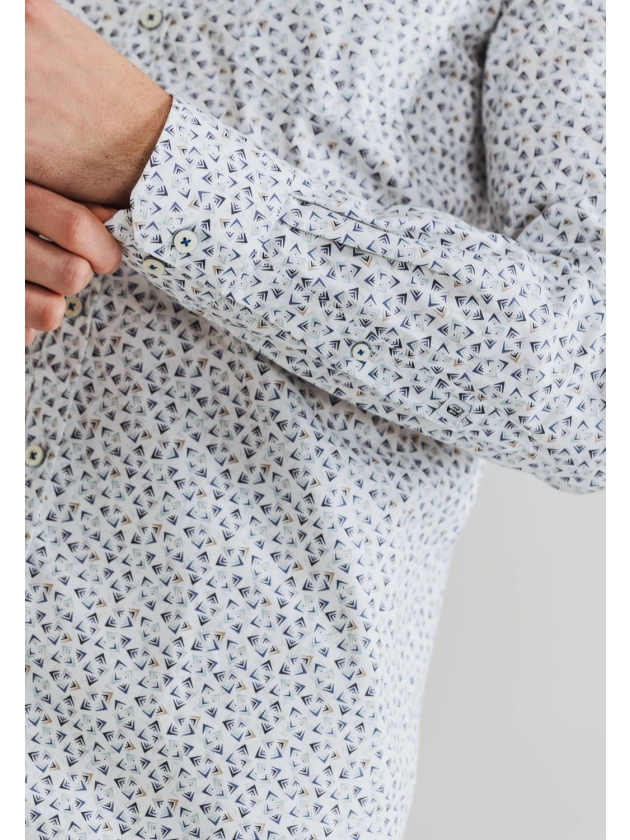 State of Art Shirt LS Print Twill Wit