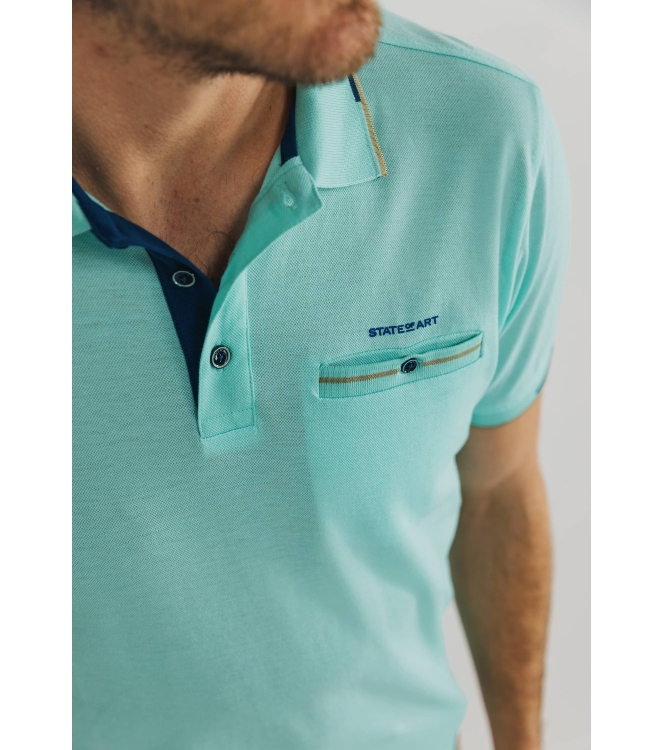 State of Art Poloshirt Piqu? SS P Mintblauw