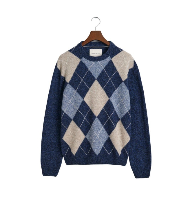 Gant Argyle Crew Neck Sweater 433 evening blue