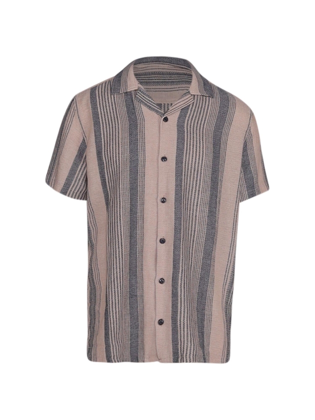 Supply en Co Raff Shirt Ss Stripe Structure 190 Pebble