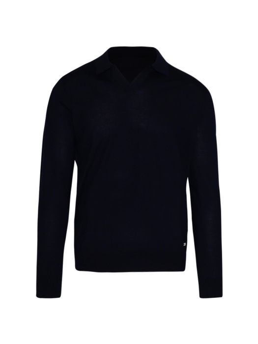 Born with Appetite Connor Knitted Polo Merino Ls 16gg 290 Navy