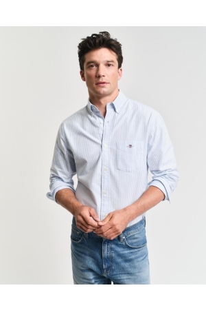 Gant Regular Fit Banker Stripe Classic Oxford Shirt 455 light blue