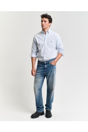 Gant Regular Fit Banker Stripe Classic Oxford Shirt 455 light blue