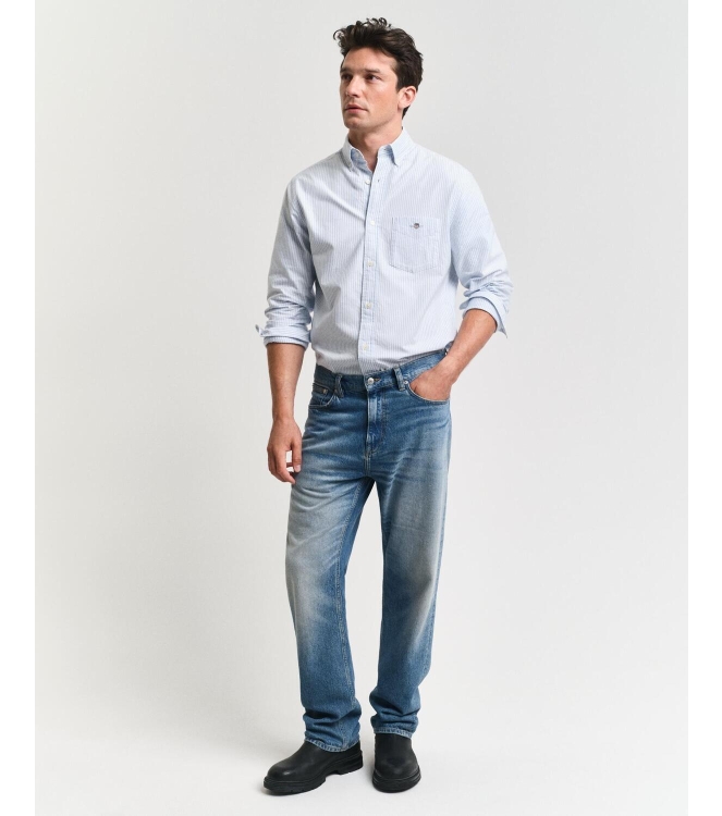 Gant Regular Fit Banker Stripe Classic Oxford Shirt 455 light blue