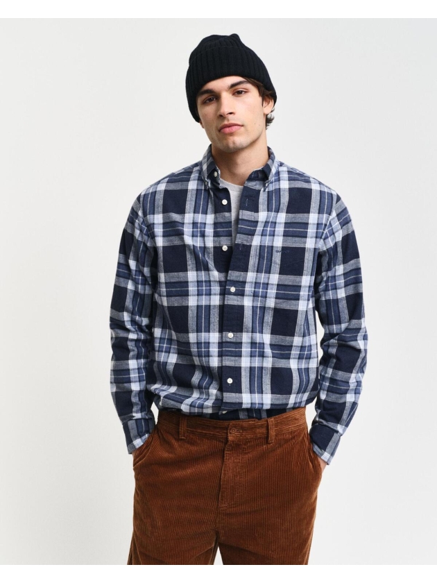 Gant Regular Fit Tartan Melange Checked Shirt 433 evening blue