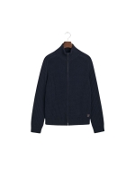 Gant Textured Wool Blend Zip Cardigan 433 evening blue