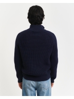 Gant Textured Wool Blend Zip Cardigan 433 evening blue
