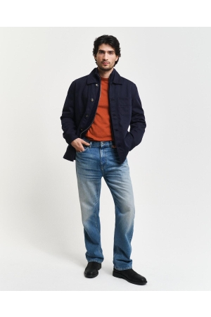 Gant Textured Wool Blend Zip Cardigan 433 evening blue