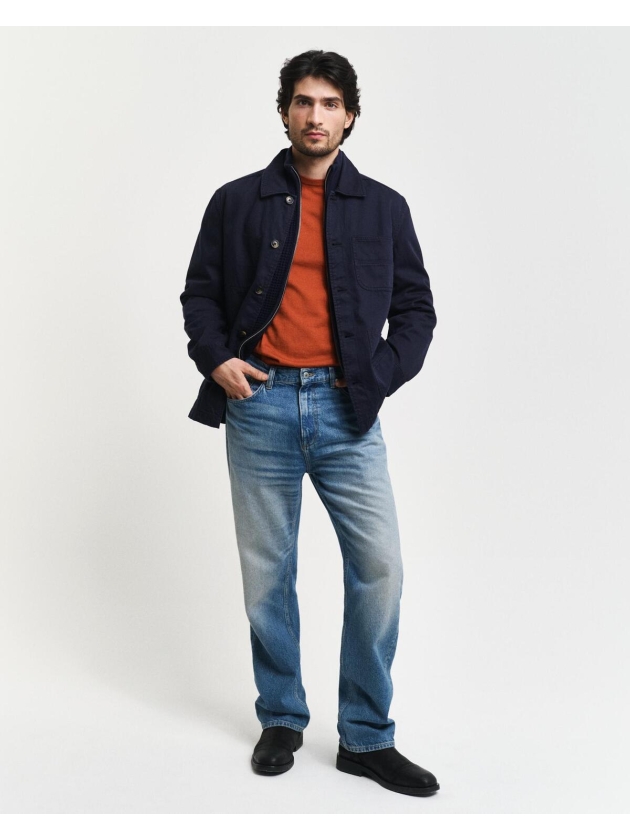 Gant Textured Wool Blend Zip Cardigan 433 evening blue