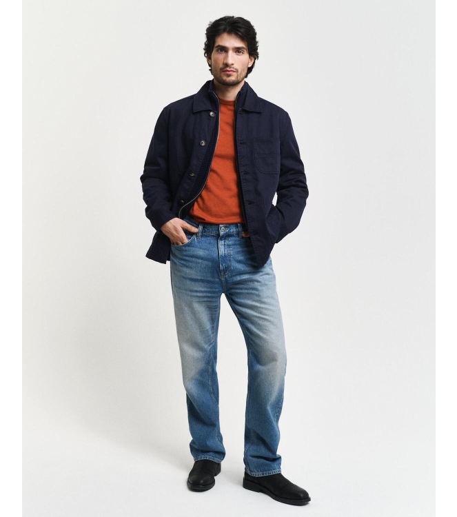 Gant Textured Wool Blend Zip Cardigan 433 evening blue
