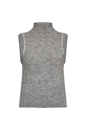 Copenhagen Muse Knitted waiscoat w.rhinestones 1030 Light grey mel