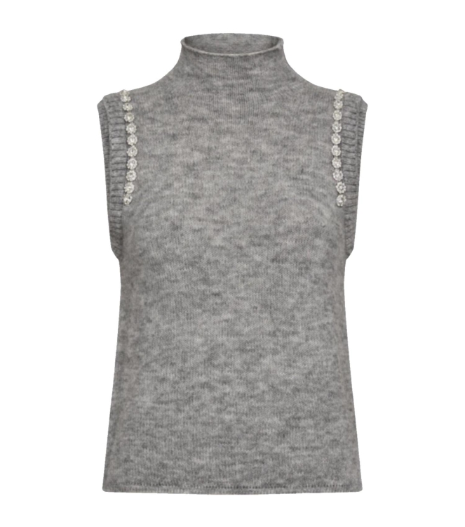 Copenhagen Muse Knitted waiscoat w.rhinestones 1030 Light grey mel