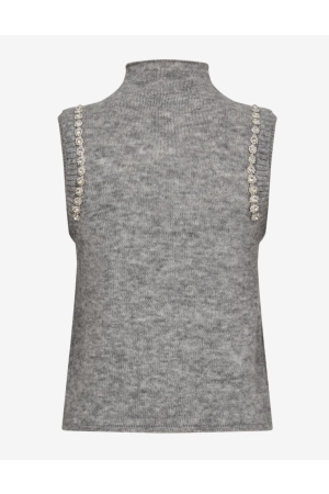 Copenhagen Muse Knitted waiscoat w.rhinestones 1030 Light grey mel