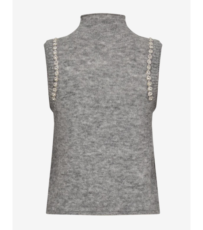 Copenhagen Muse Knitted waiscoat w.rhinestones 1030 Light grey mel