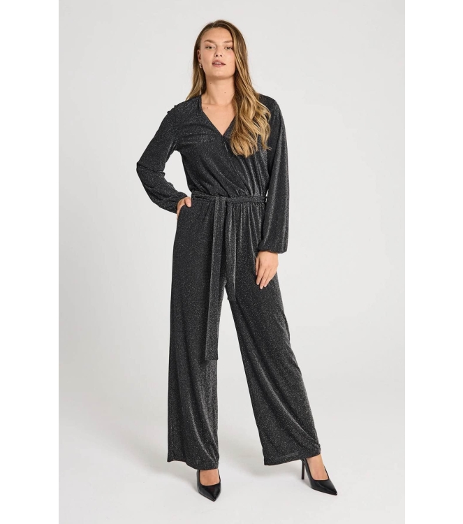 Freequent Glitter jumpsuit Black w.silver