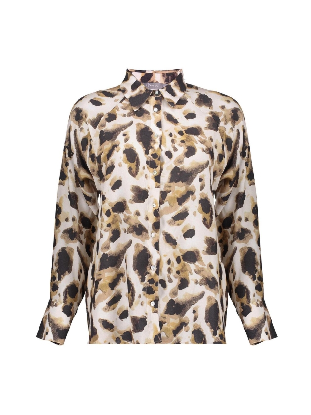 Geisha Blouse AOP leopard 720 Sand/brown/black