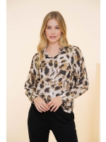 Geisha Blouse AOP leopard 720 Sand/brown/black