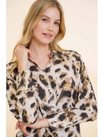 Geisha Blouse AOP leopard 720 Sand/brown/black