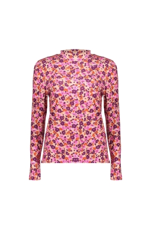 Geisha T-shirt AOP flowers 420 pink/burgundy/orange
