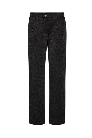 Freequent Milano rib w.metallic pants 9225 Black w.silver