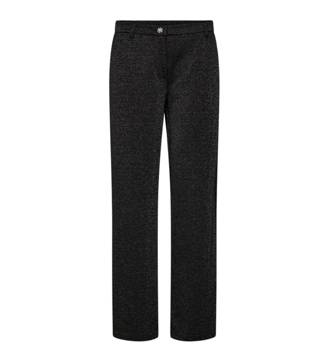 Freequent Milano rib w.metallic pants 9225 Black w.silver