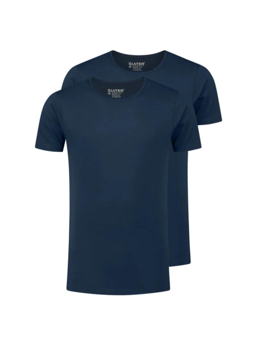 Slater BASIC FIT 2-pack T-shirt O-neck  s/ Navy