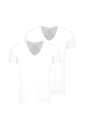 Slater TENCEL 2-pack T-shirt deep V-neck s White