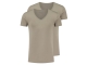 Slater TENCEL 2-pack T-shirt deep V-neck s Khaki