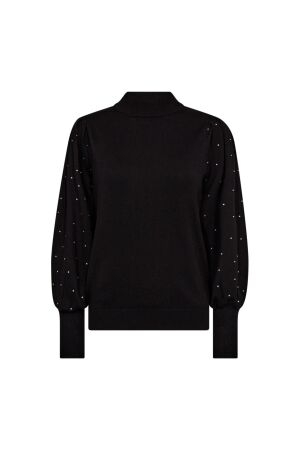 Freequent High neck sleev w. rhinestone Black