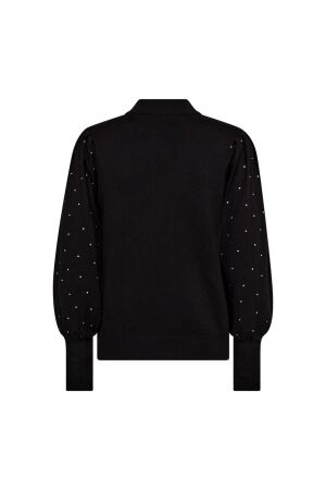 Freequent High neck sleev w. rhinestone Black