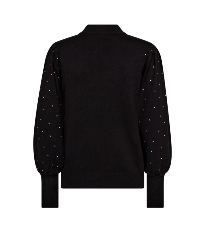 Freequent High neck sleev w. rhinestone Black