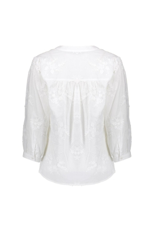 Geisha Top embroidery flowers white