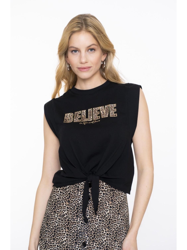 Geisha T-shirt believe animal 999 Black