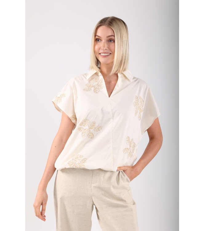 NUKUS Daniek Top Embroidery 11 light sand