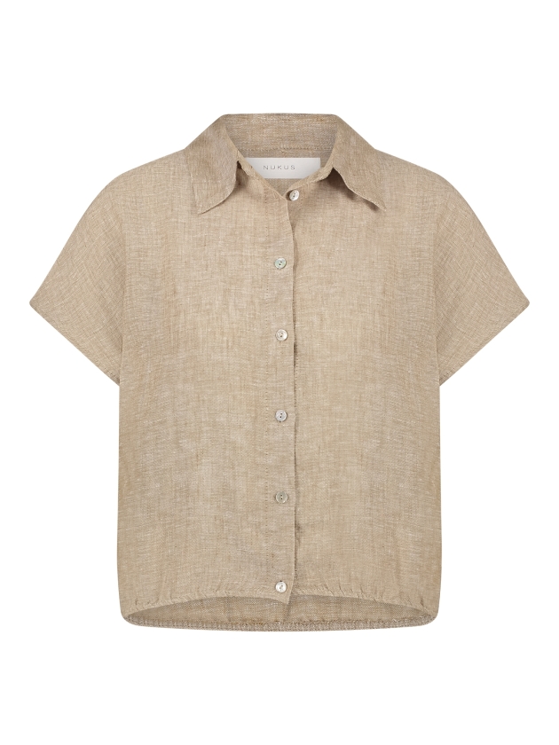 NUKUS Julietta Top Melange 42 dark sand
