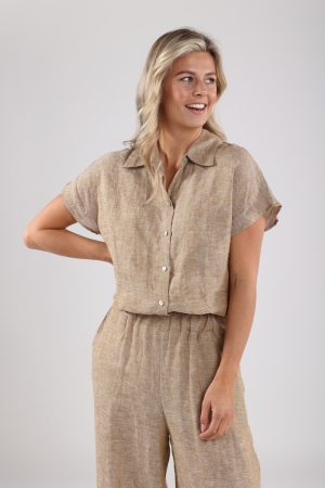 NUKUS Julietta Top Melange 42 dark sand