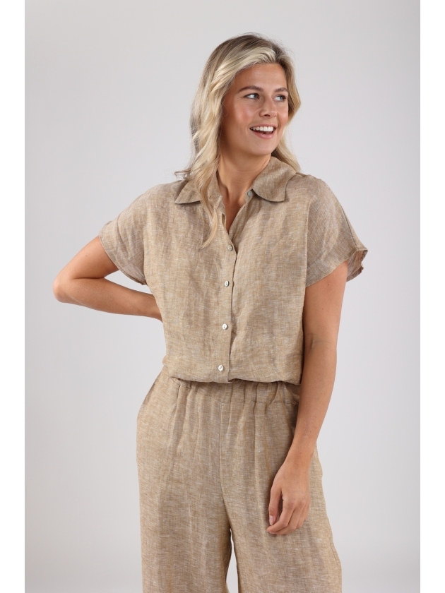 NUKUS Julietta Top Melange 42 dark sand