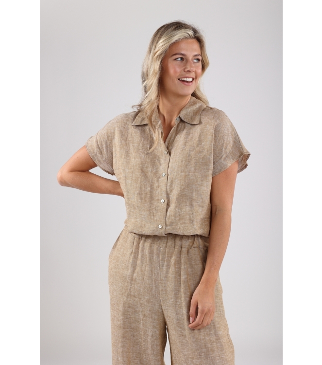 NUKUS Julietta Top Melange 42 dark sand