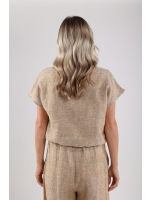 NUKUS Julietta Top Melange 42 dark sand