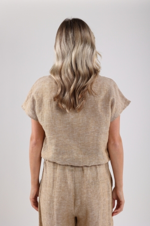 NUKUS Julietta Top Melange 42 dark sand