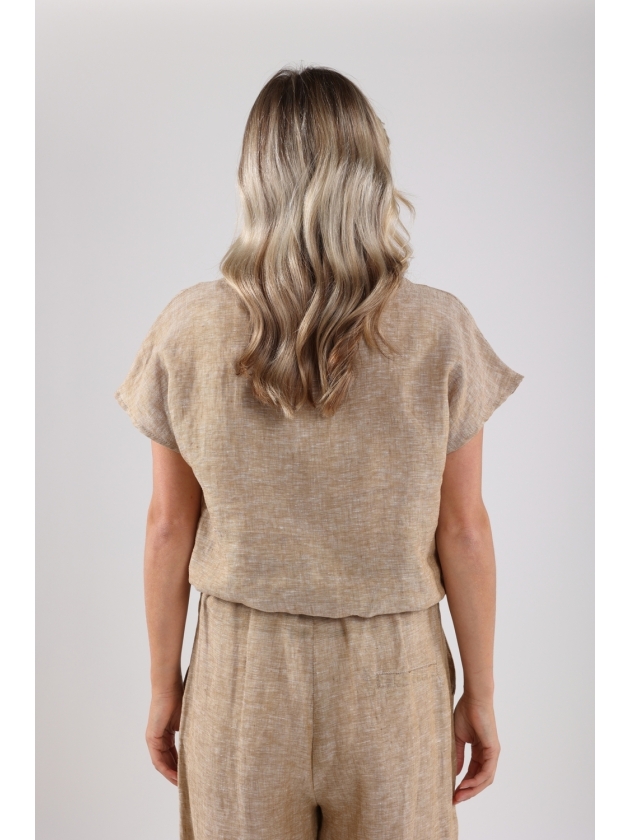 NUKUS Julietta Top Melange 42 dark sand