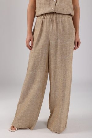 NUKUS Debb Pants Melange 42 dark sand