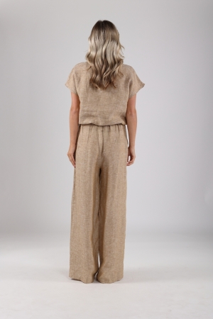 NUKUS Debb Pants Melange 42 dark sand