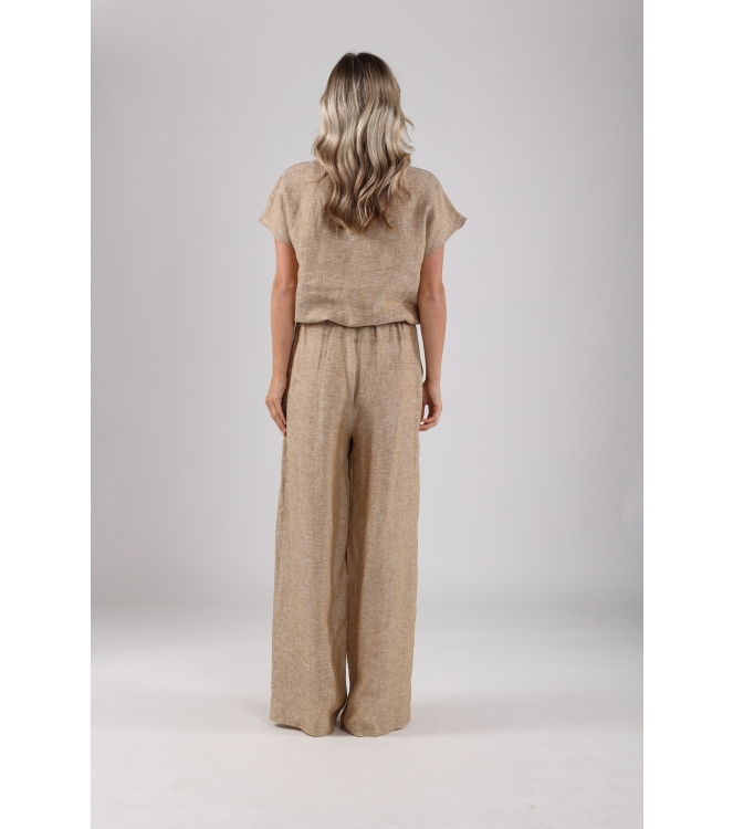 NUKUS Debb Pants Melange 42 dark sand