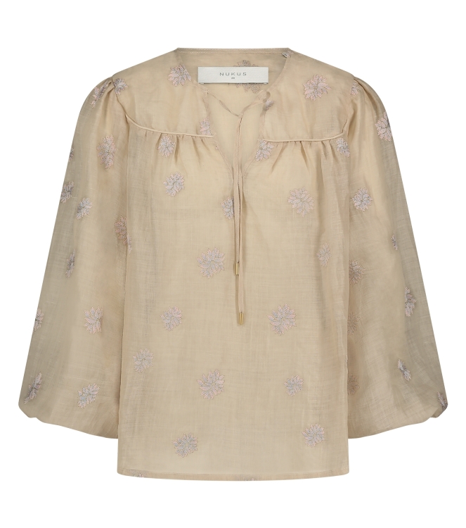 NUKUS Kaoutar Blouse Embroidery 9 sand